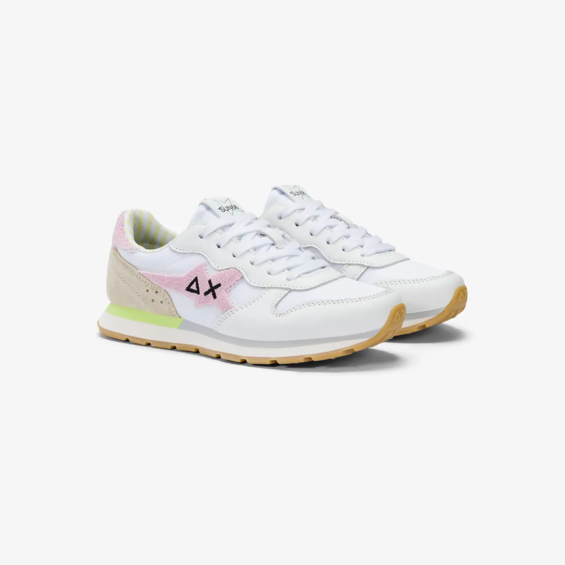 Discount Sneaker Girl's Big Stargirl Sponge in pelle e nylon bianco e rosa Bambina
