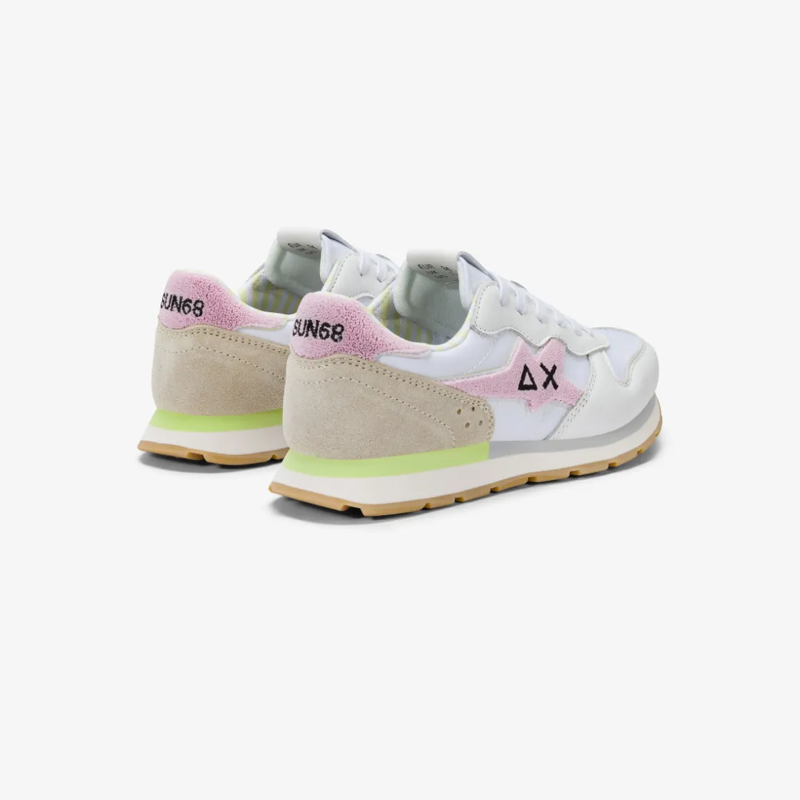 Discount Sneaker Girl's Big Stargirl Sponge in pelle e nylon bianco e rosa Bambina