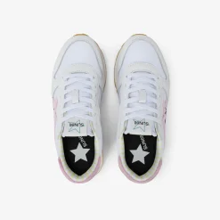 Discount Sneaker Girl's Big Stargirl Sponge in pelle e nylon bianco e rosa Bambina