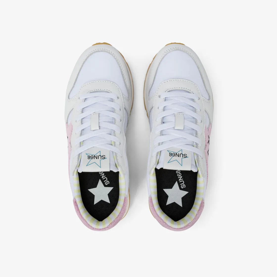 Discount Sneaker Girl's Big Stargirl Sponge in pelle e nylon bianco e rosa Bambina