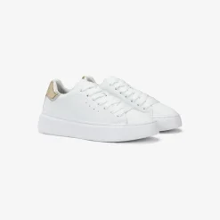 Outlet Sneaker Girl's Grace in pelle bianca e oro Bambina