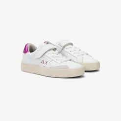Fashion Sneaker Girl's Katy in pelle bianca e fucsia Bambina