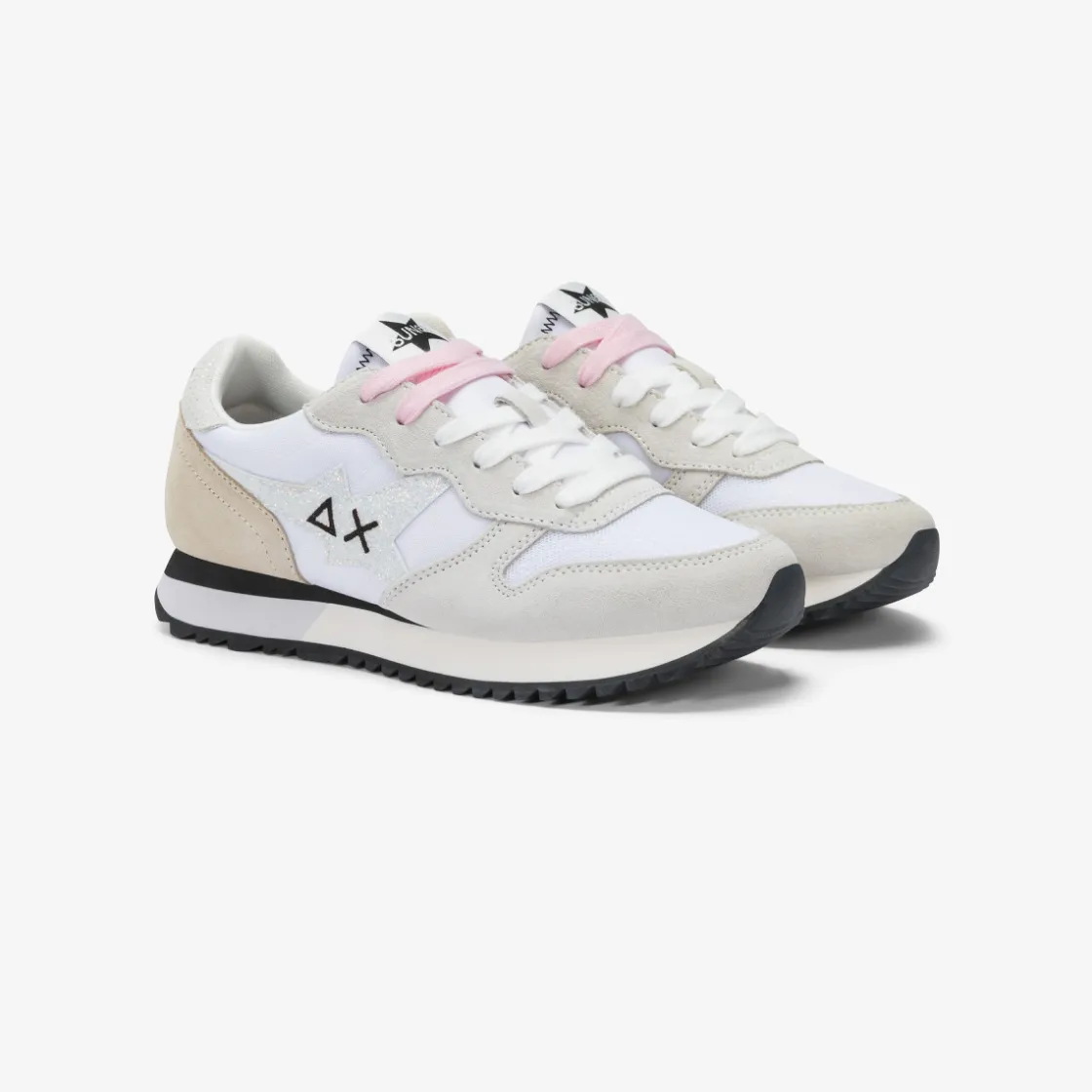 Hot Sneaker Stargirl Glitter in suede e nylon bianco Donna Scarpe|Donna