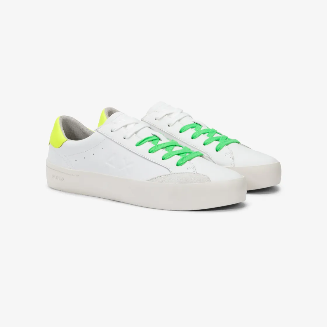 Best Sneaker Street in pelle bianca e giallo fluo Uomo Scarpe|Uomo
