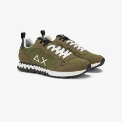 Outlet Sneaker Tom Snake in nylon e suede verde militare Uomo Scarpe|Uomo