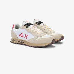 Sale Sneaker Tom Vintage in nylon e suede bianco panna e rosso Uomo Scarpe|Uomo