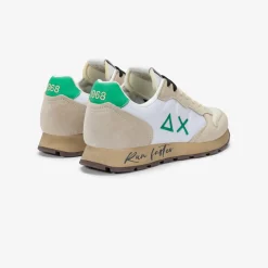 Outlet Sneaker Tom Vintage in nylon e suede bianco panna e verde prato Uomo Scarpe|Uomo