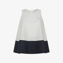 Fashion Top in cotone bianco e blu navy Donna Camicie
