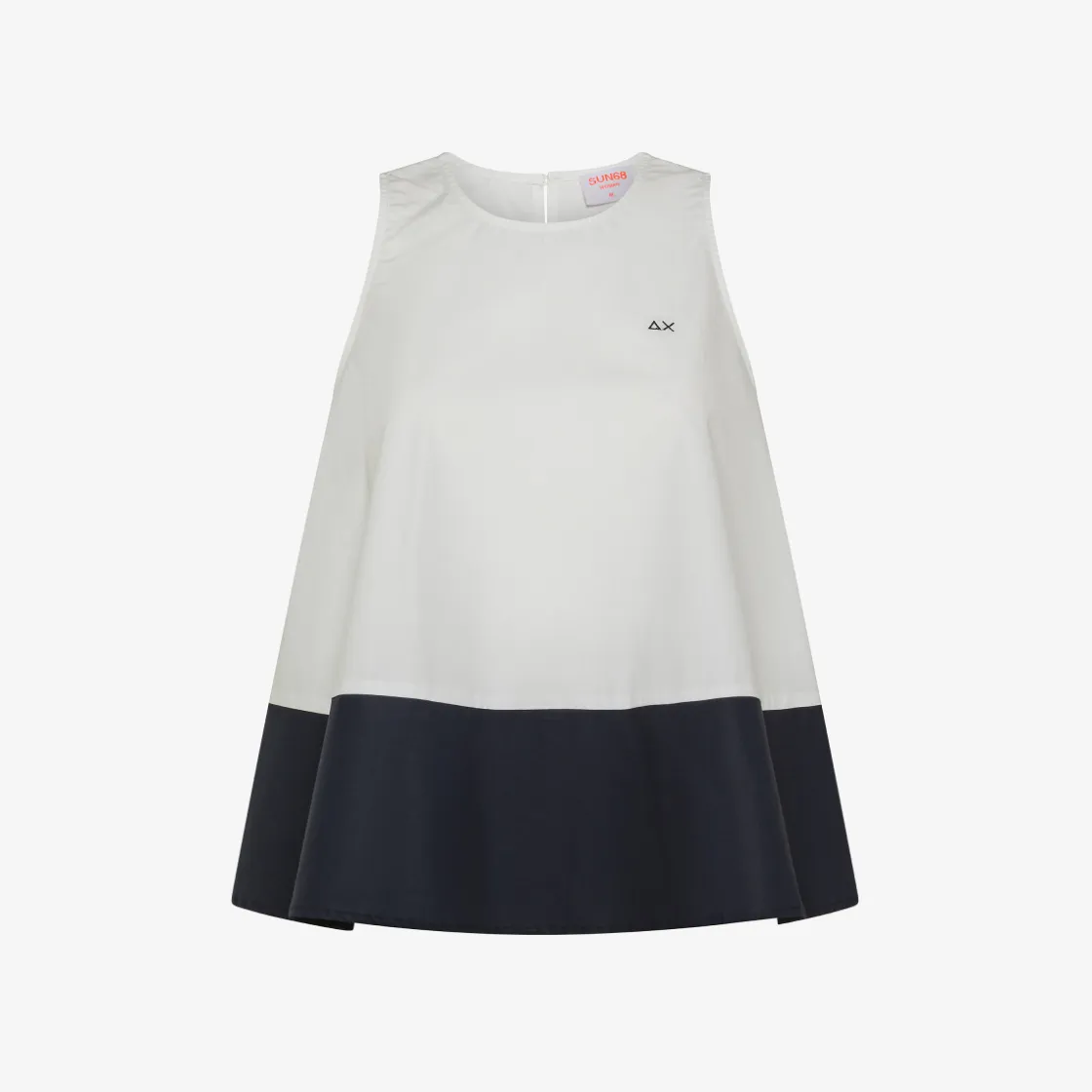 Fashion Top in cotone bianco e blu navy Donna Camicie