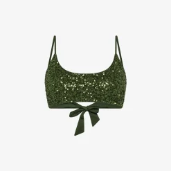 Outlet Top mare con paillettes verde scuro Donna Costumi Donna