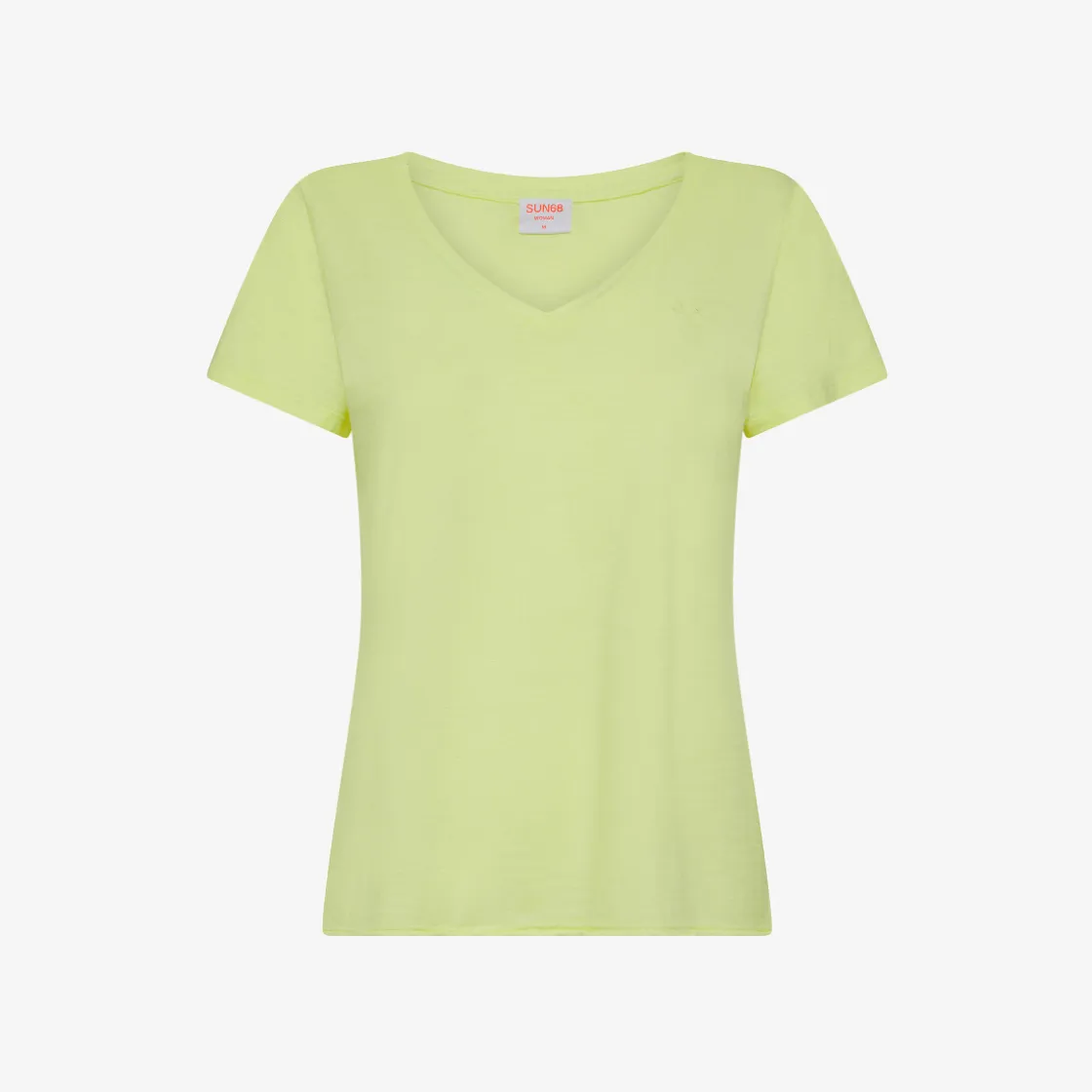Outlet T-shirt con scollo a V in cotone giallo limone Donna T-Shirts
