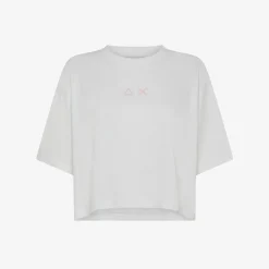 New T-shirt cropped in jersey di cotone bianco Donna T-Shirts