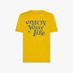 Fashion T-shirt gialla con stampa lettering Uomo T-Shirts