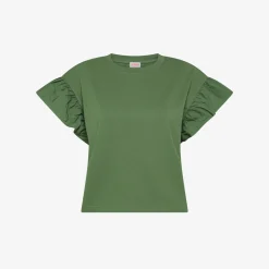 Sale T-shirt in cotone verde salvia Donna T-Shirts