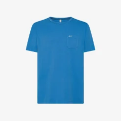 Clearance T-shirt in jersey di cotone avio con taschino Uomo T-Shirts