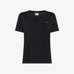 Hot T-shirt in jersey di cotone nero Donna T-Shirts