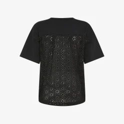 New T-shirt in jersey di cotone nero Donna T-Shirts|Beachwear Donna