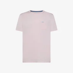Sale T-shirt in jersey di cotone rosa con taschino Uomo T-Shirts