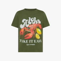 Sale T-shirt in jersey di cotone verde scuro Bambino T-Shirts|Beachwear Bimbo