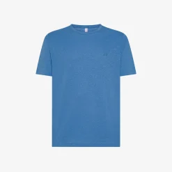 Best T-shirt in lino avio con logo ricamato Uomo T-Shirts