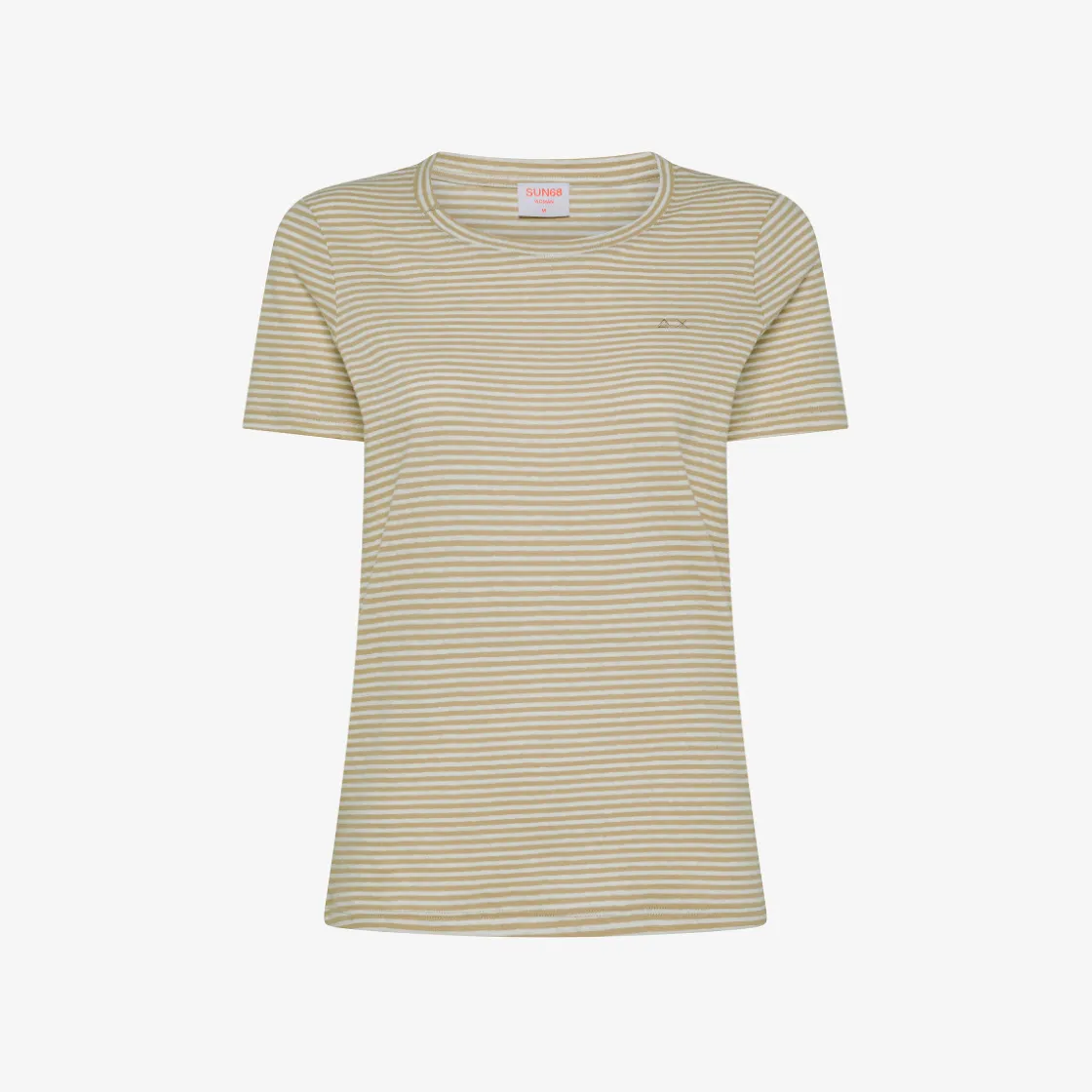 New T-shirt in lino e cotone a righe bianche panna e sabbia Donna T-Shirts