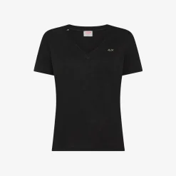 Online T-shirt in lino e cotone nero Donna T-Shirts