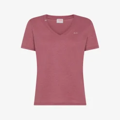 Hot T-shirt in lino e cotone rosa scuro Donna T-Shirts