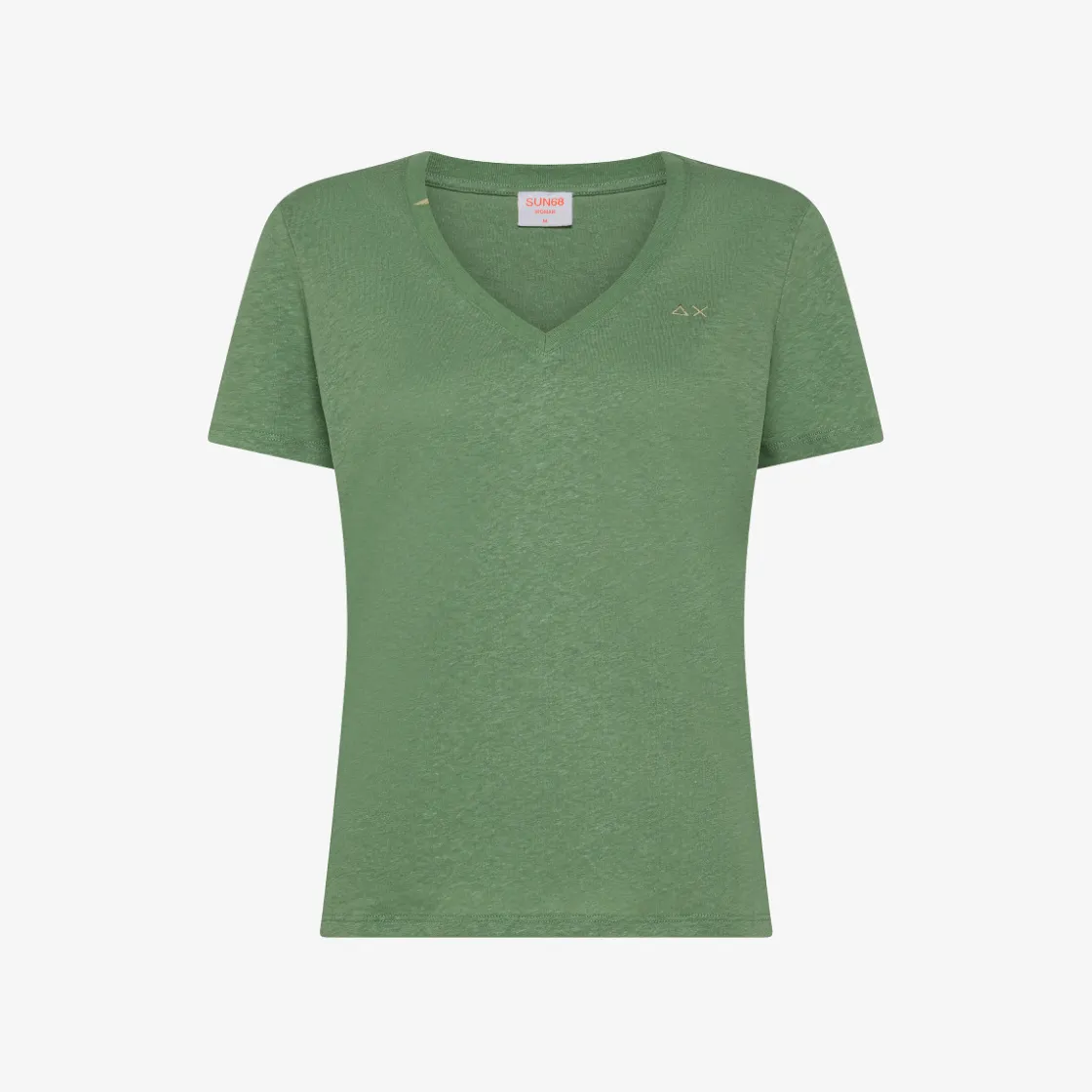 Sale T-shirt in lino e cotone verde salvia Donna T-Shirts
