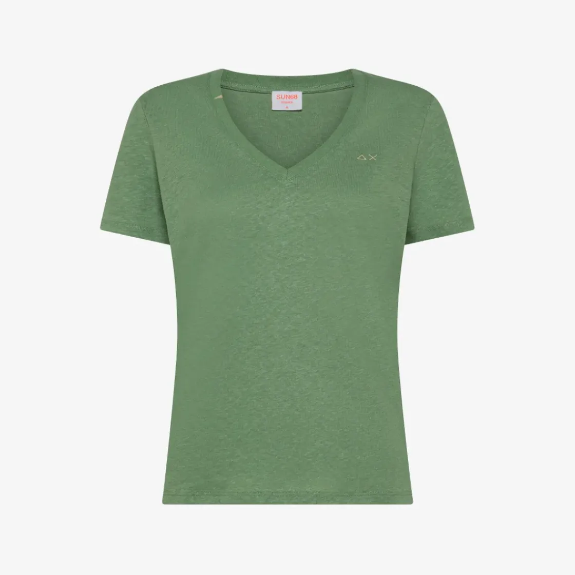 Clearance T-shirt in lino e cotone verde salvia Donna T-Shirts