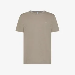 Outlet T-shirt in lino stone con logo ricamato Uomo T-Shirts