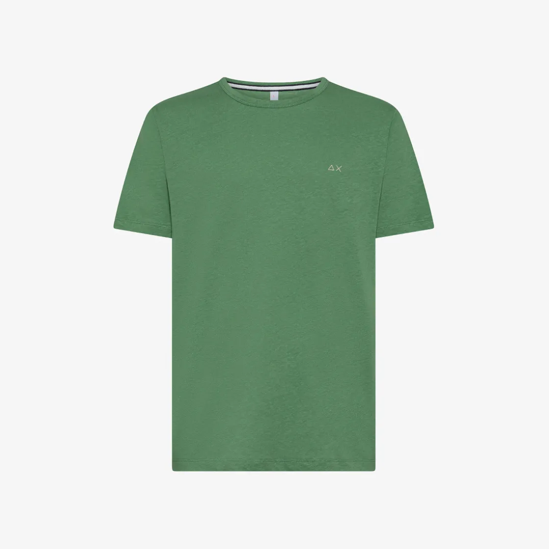 Sale T-shirt in lino verde salvia con logo ricamato Uomo T-Shirts