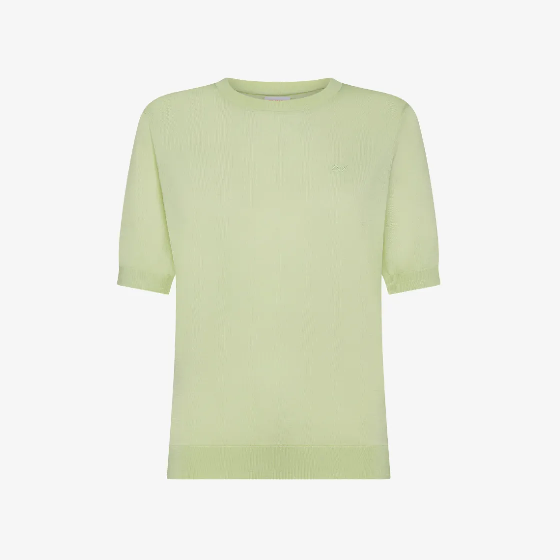 Fashion T-shirt in maglia gialla limone con logo ricamato Donna Maglie
