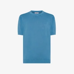 Discount T-shirt in maglia in cotone avio Uomo Maglie