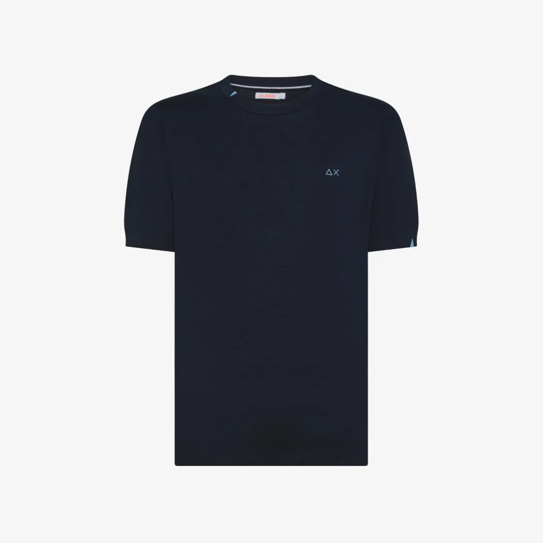 Hot T-shirt in maglia in cotone blu navy Uomo Maglie