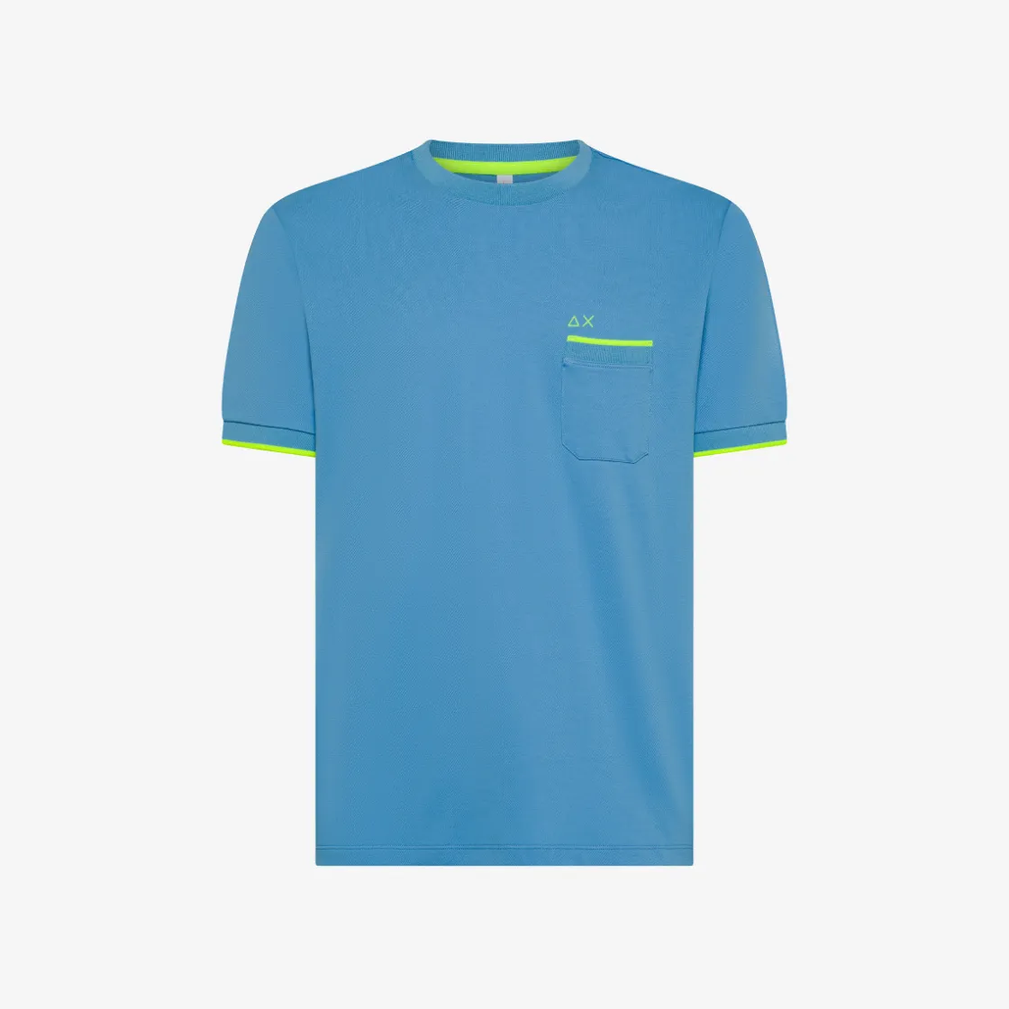 Fashion T-shirt in piquet avio con logo fluo Uomo T-Shirts
