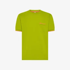 Outlet T-shirt in piquet verde oliva con logo fluo Uomo T-Shirts