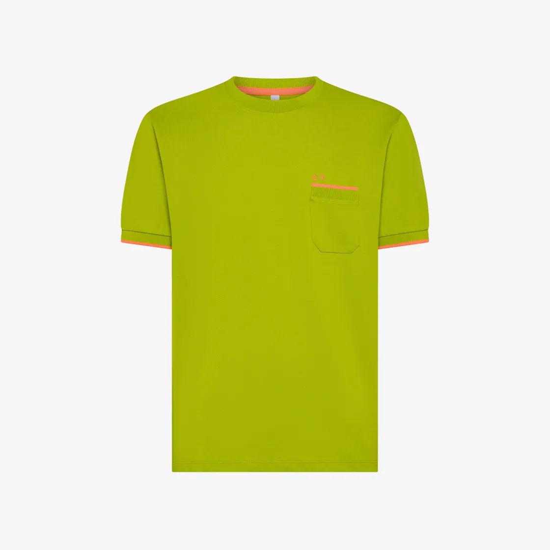 Outlet T-shirt in piquet verde oliva con logo fluo Uomo T-Shirts