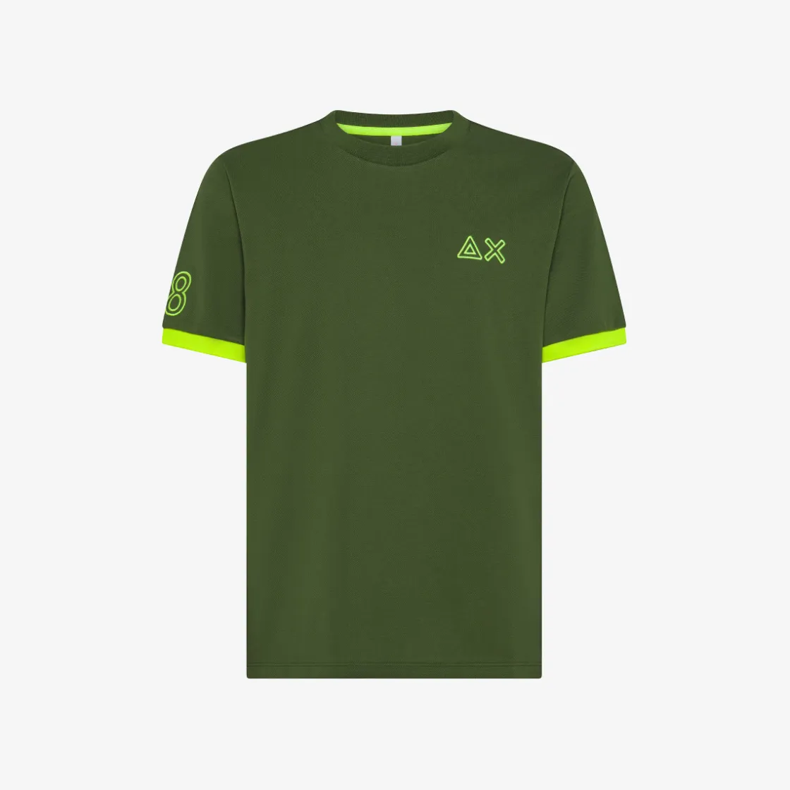 New T-shirt in piquet verde scuro con ricami Uomo T-Shirts