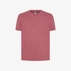 Sale T-shirt serafino in jersey di cotone rosa scuro Uomo T-Shirts