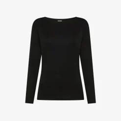 Outlet T-shirt slim fit in modal nero Donna T-Shirts